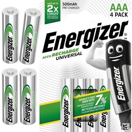 Akumulatorki AAA Energizer Recharge UNIVERSAL R3 500 mAh 1,2V 4 szt