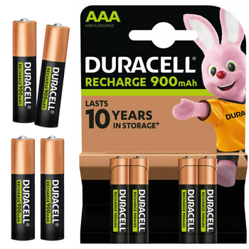Akumulatorki AAA Duracell Recharge R3 900 mAh 1,2V Ni-MH 4szt 10LAT