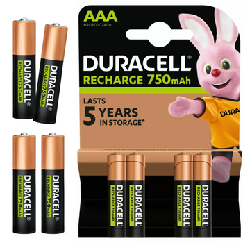 Akumulatorki AAA Duracell Recharge R3 750 mAh 1,2V Ni-MH 4 sztuki