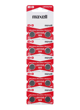 Baterie LR1130 Bateria AG10 LR54 Guzikowa Maxell 1.5V Oryginalna 10szt