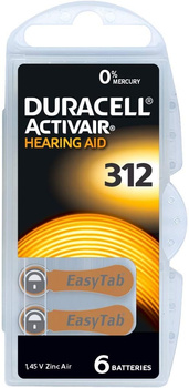 Baterie do Aparatu Słuchowego Duracell ActivAir 312 PR41 Easy Tab 6 szt