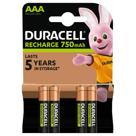 Akumulatorki AAA Duracell Recharge R3 750 mAh 1,2V Ni-MH 4 sztuki