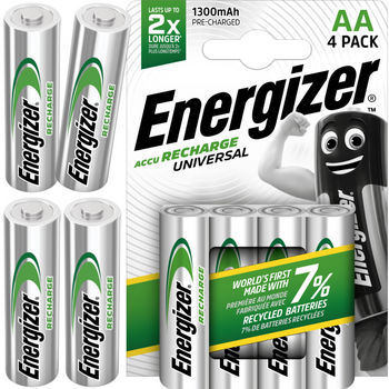 Akumulatorki AA Energizer Recharge UNIVERSAL R6 1300 mAh 1,2V 4 szt