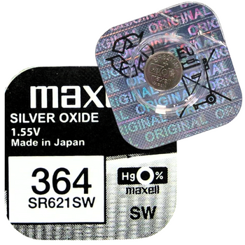 Bateria SR621SW 364 do Zegarka MAXELL Srebrowa Guzikowa 1szt Oryginal 5 LAT