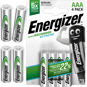 Akumulatorki AAA Energizer Recharge EXTREME R3 800 mAh 1,2V 4 szt