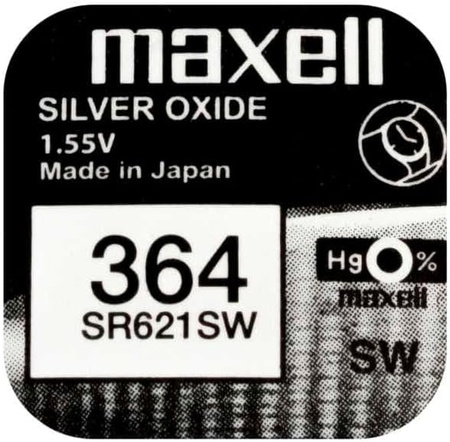 Bateria SR621SW 364 do Zegarka MAXELL Srebrowa Guzikowa 1szt Oryginal 5 LAT