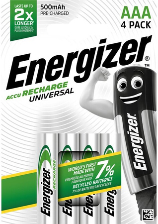 Akumulatorki AAA Energizer Recharge UNIVERSAL R3 500 mAh 1,2V 4 szt