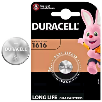Bateria CR1616 3V Duracell Litowa Pilot Guzikowa Oryginalna 1 sztuka 9 LAT