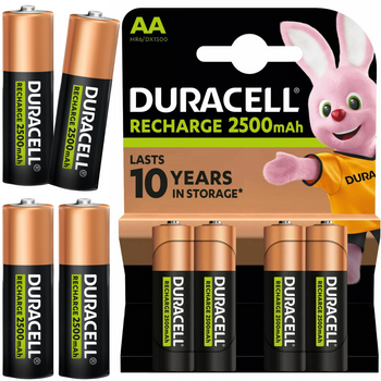 Akumulatorki AA Duracell Recharge R6 2500 mAh 1,2V Ni-MH 4szt 10LAT