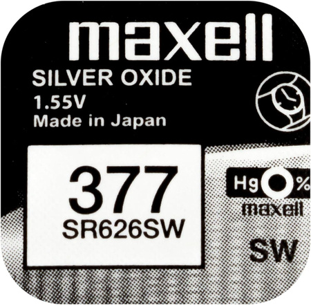 Bateria SR626SW 377 do Zegarka MAXELL Srebrowa Guzikowa 1szt Oryginal 5 LAT